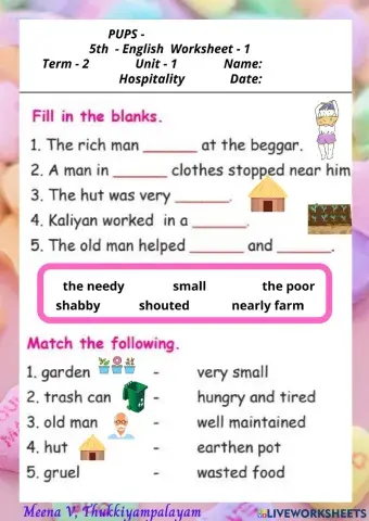 English - Term 2 - Hospitality