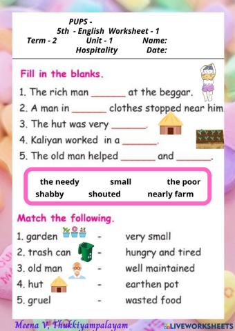 English - Term 2 - Hospitality