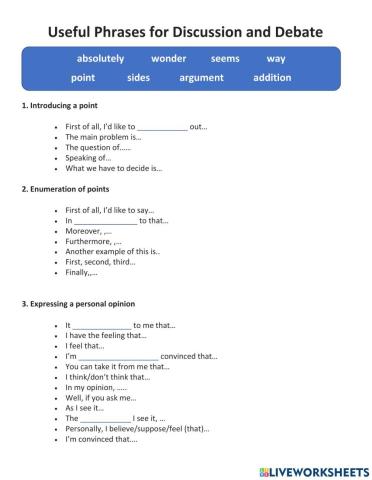 Language for debates and expressing opinions