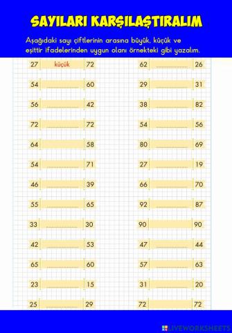 Sayıları Karşılaştıralım