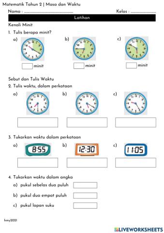 Matematik Tahun 2 - Kenali Minit