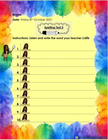 Spelling Test 5