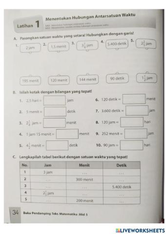 Operasi hitung satuan waktu