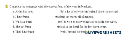 Present perfect continuous