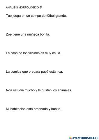 Análisis morfológico 5º