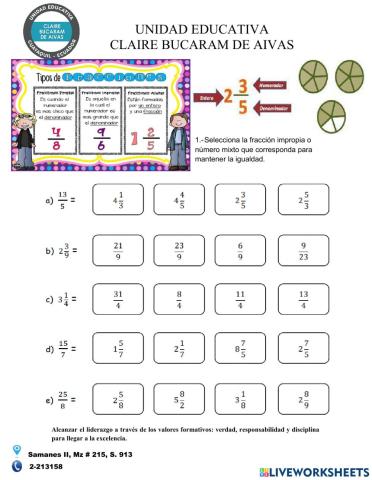 Conversion fracciones impropias - mixtas