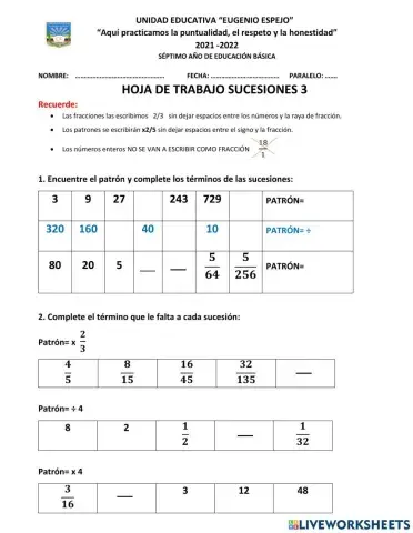 Sucesiones con fracciones