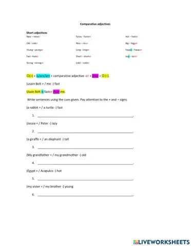 Short comparative adjectives