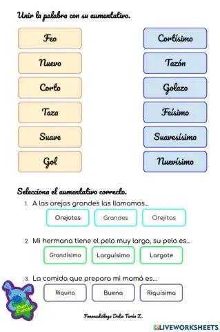 Aumentativos: ejercicios
