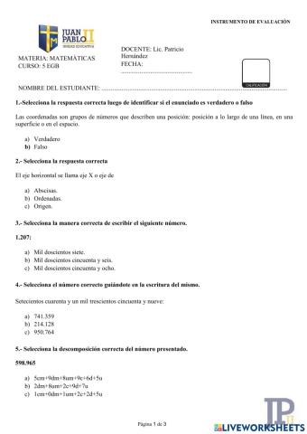Lección de matemáticas