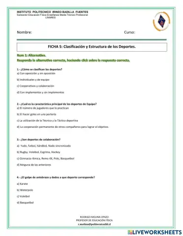 Clasificación y tipos de deportes.