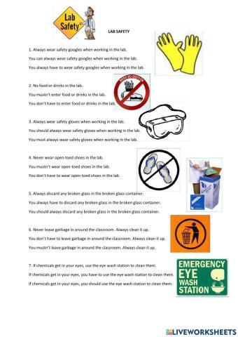 Lab Saferty and Modal Verbs