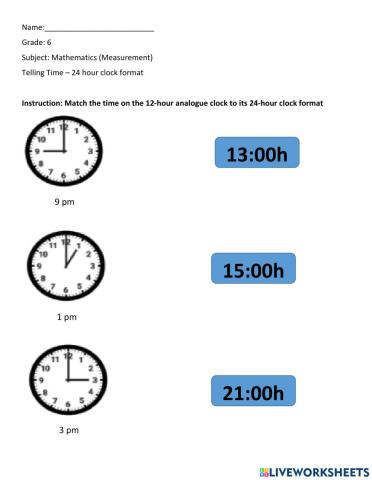 12 hour to 24 hour clock conversion