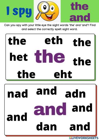 Sight words and, the