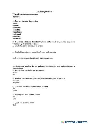 Categorías Gramaticales