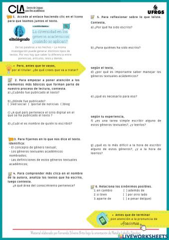 La diversidad en los géneros académicos