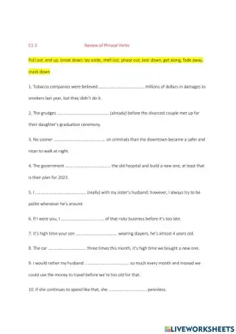 C1.3 Review Phrasal verbs