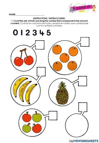 Counting sets of fruits 0-5
