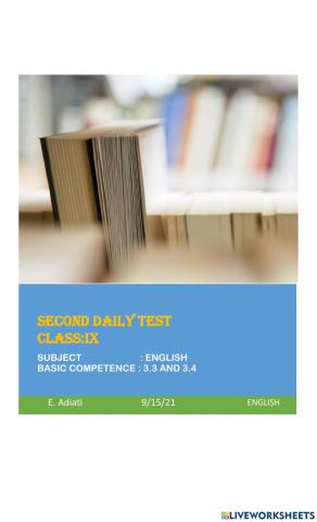 Second daily test for 9de