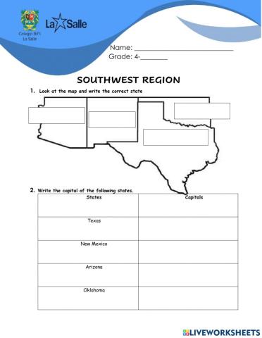 Southwest region of usa