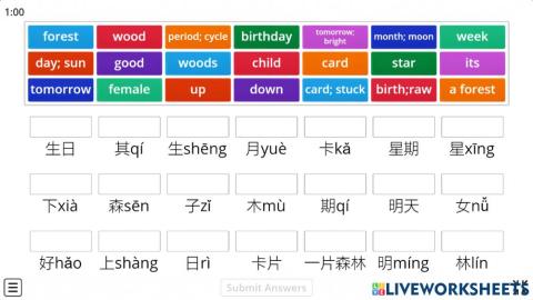 Basic Chinese Characters x 21