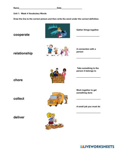 Unit 1, Week 4 Vocabulary Words