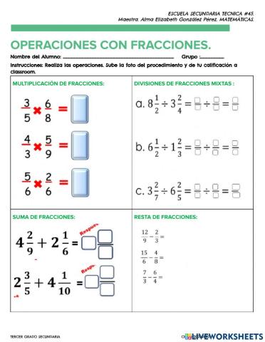 Operaciones con fracciones