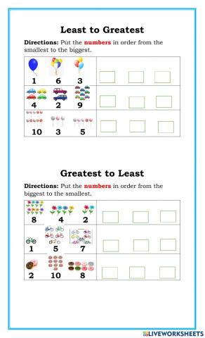 Least to Greatest-Greatest to Least