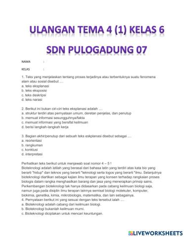 Ulangan harian tema 4