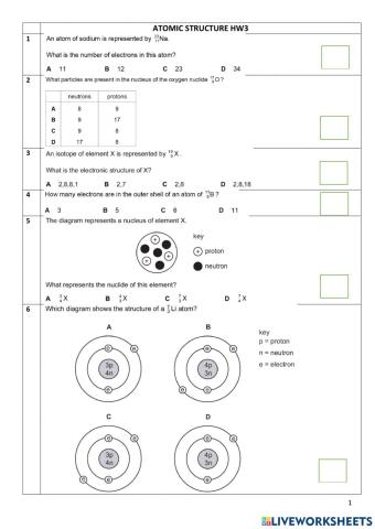 Atomic structure hw3