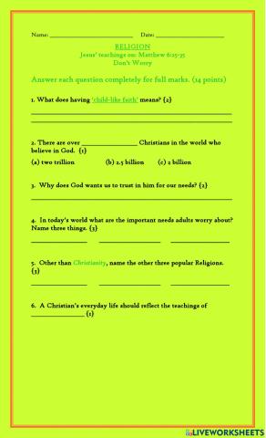 Jesus' Influence in the World - Don't Worry