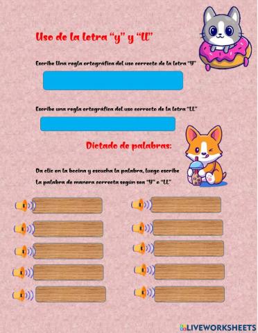 Uso de la letra -Y- y -ll-