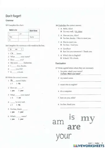 Wb: unit 1 - hello! (page 9)