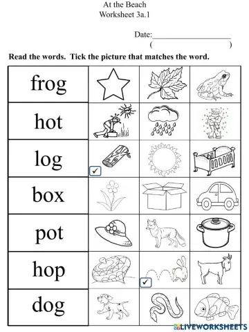 3a.1 Short O Worksheet