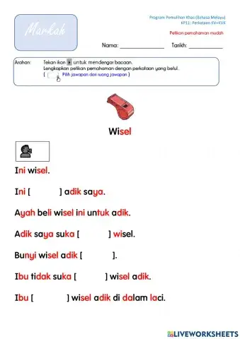 Perkataan KV+KVK (Bacaan & Pemahaman)