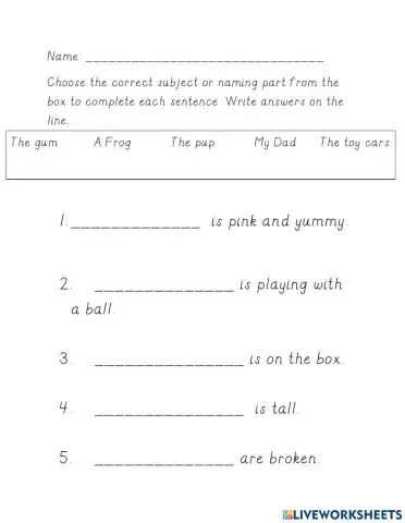 Naming Part- Written Composition