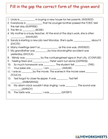 Adjectives with ed-ing