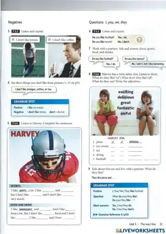 Unit 5 - the way i live (page 33)