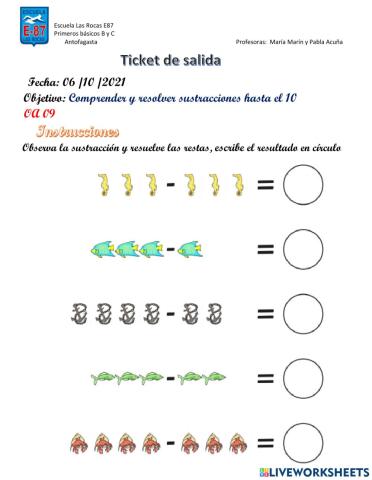 Ticket de salida Sustracción