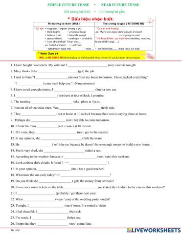 Simple future & near future tense