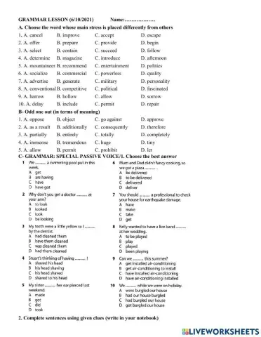 Grade 9 Super- Special Passive