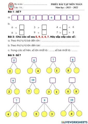 Phiếu toán số 3