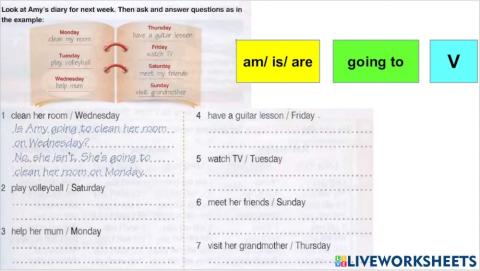 Amy's plans (be going to)