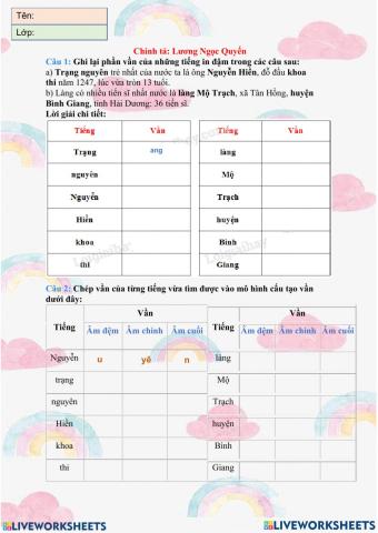 Bài tập chính tả 5 - tuần 2