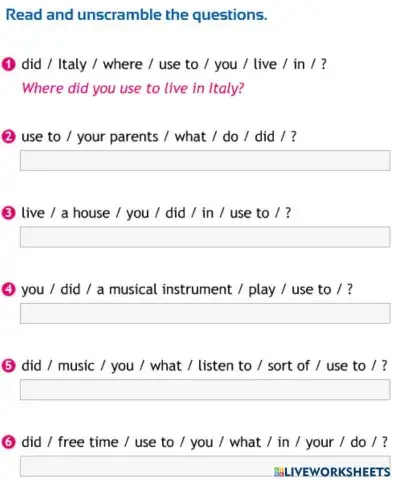 Make Used to questions