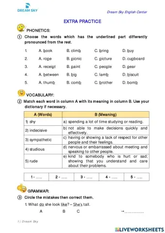 Grade 6 - Extra practice 3