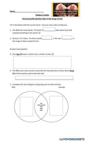 Discovering My Identity- Created in the Image of God