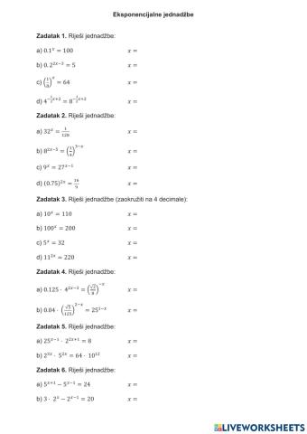 Eksponencijalne jednadžbe