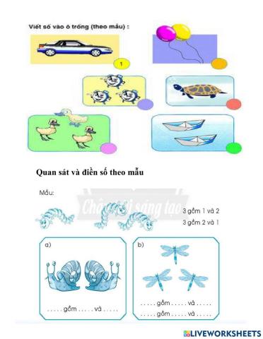 Môn toán các số 1,2,3