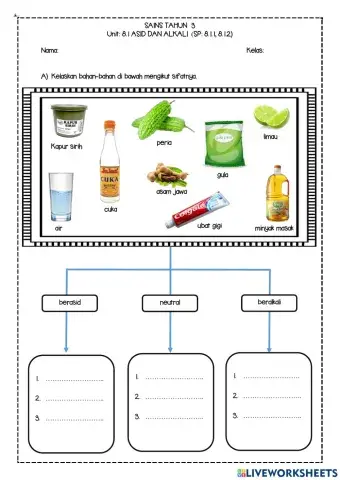 Sains tahun 3 asid alkali